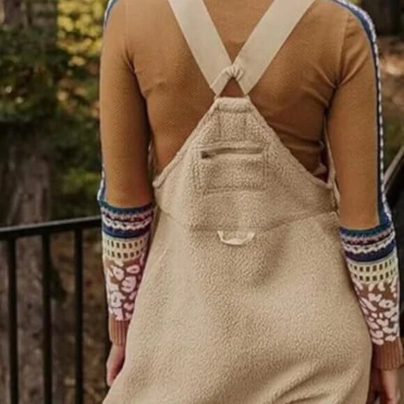 Mountain Cabin Khaki/Beige Fleece Overalls - Picture 4 of 10